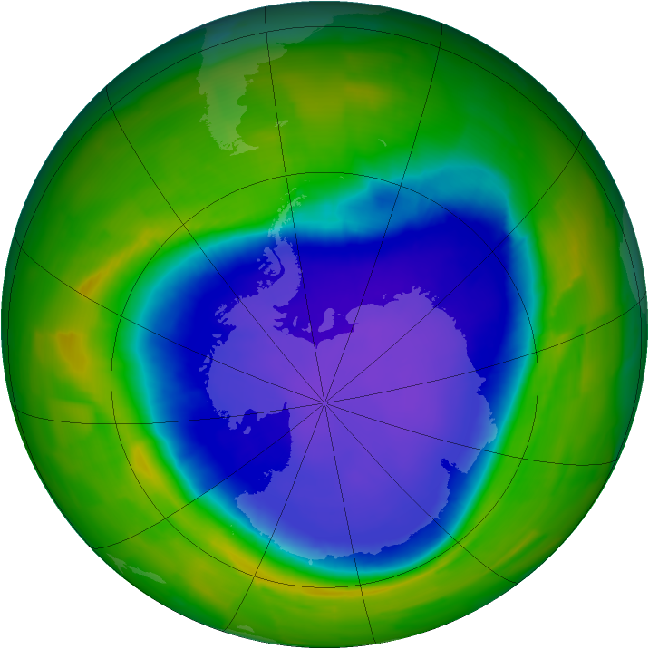 Antarctic ozone map for 29 October 2011